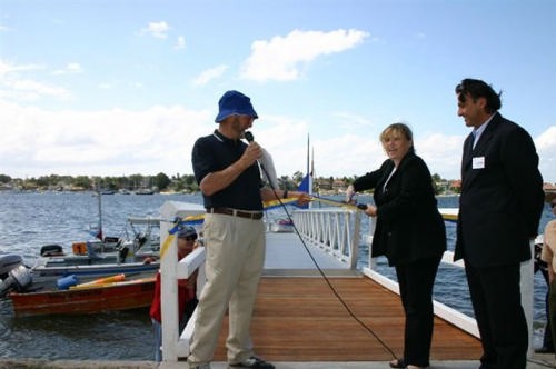 Cutting the ribbon to open the new pontoon for Sailability Kogarah Bay © Graeme Adam